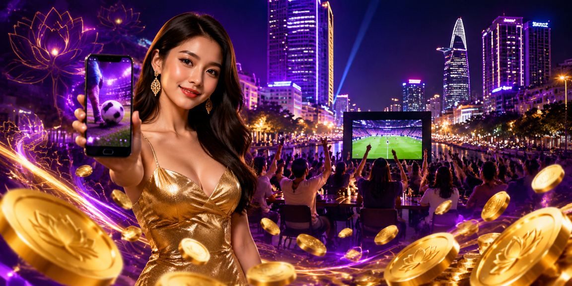 Cược bóng đá sôi động tại TP Hồ Chí Minh trên nền đèn neon